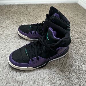 AIR JORDAN Black and Purple High-Top Sneakers